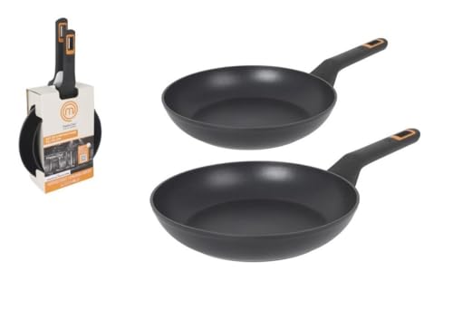 MasterChef Sartén Aluminio Forjado - con Revestimiento Ceramico | Antiadherente, Duradero, Resistente - Con 2,5 mm de grosor | Apto para Gas, Eléctricas, Vitrocerámica e Inducción (Set 20+24 cm)