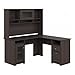 Bush Furniture Cabot L Shaped Desk with Hutch in Heather Gray