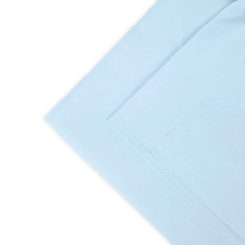 Image of Blue Summer Percale Cotton Cooling Bedsheet Set - 100% Cotton, Soft & Breathable, Bedsheet 106x106 in + Pillow Covers 18x27 in, Premium Bed Linen for All Seasons