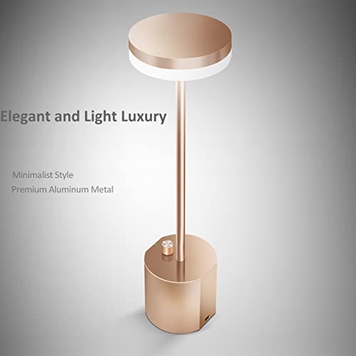 Britier Cordless Table Lamp, Rechargeable 6000Mah Battery Operated Table Light, Up To 70H, Stepless Dim, Rose Gold, Rotary Knob Control, Metal Portable Led Lamp For Restaurant/Dinner/Patio/Outdoor. #TOP5