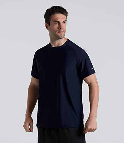 Men's Cooling Ice Silk Running Shirts Quick Dry Short Sleeve Athletic Gym T-Shirts UPF 50+ Outdoor Workout Tshirts