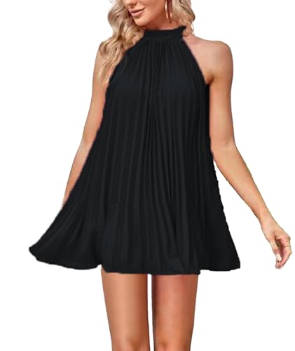 Robe décontractée sans manches unie avec épaules dénudées pour femme