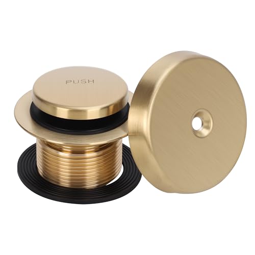 PRIMSOPH Tip-Toe Tub Drain Trim Kit with One Hole Overflow Faceplate Conversion Kit Assembly Universal Fine Coarse Thread Replacement Brushed Gold