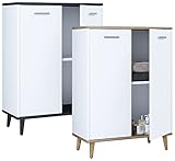 Höhe (cm): 81 VCM Holz Kommode Sideboard Highboard Anrichte Schrank Lindas Drehtüren Weiß/Honig-Eiche