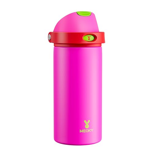 Image of 18 oz Insulated Water Bottle for Kids: Meoky Stainless Steel Water Bottle with 2-in-1 Straw and Spout Lid - Leak Proof, Cold for 24 Hours, BPA-Free for Girls School Backpacks, All the Berries