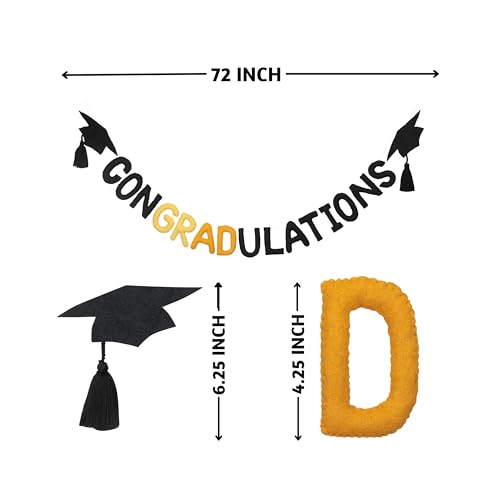 Image of Folkulture Congratulations Banner (6 ft)|Premium Wool Congrats Grad Banner for Middle & High School 2026 Graduation Decorations |Congratulations Felt Garland for Class of 2026 College Graduation Party