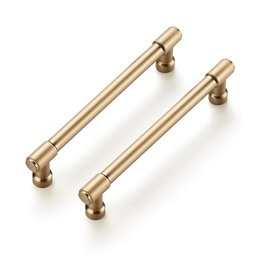 Image of Ravinte 3 Pack 5 Inch Hole Center Solid Kitchen Cabinet Handles Champagne Bronze Dresser Pulls Cabinet Drawer Pulls for Kitchen Cupboard Hardware