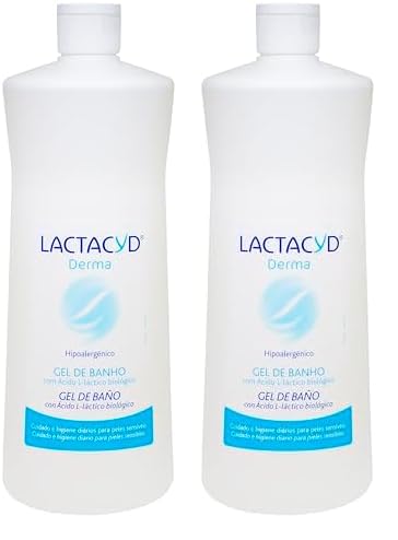 Lactacyd Derma Gel de Baño, Sin Jabón, pieles sensibles, preserva las defensas naturales de la piel, 1000 ml (Paquete de 2)