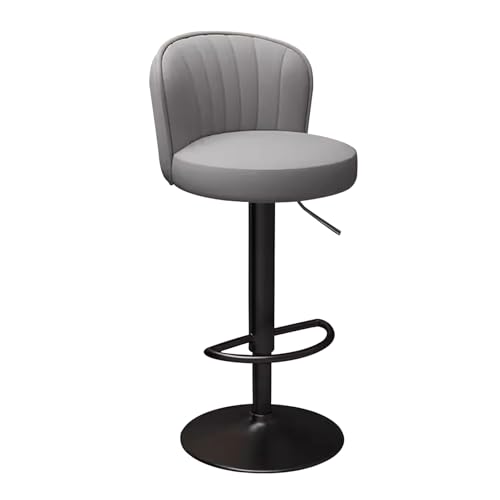 Taburetes de bar ajustables de piel sintética con respaldo bajo y marco de metal negro, silla de bar tapizada para isla de cocina, pub, color marrón