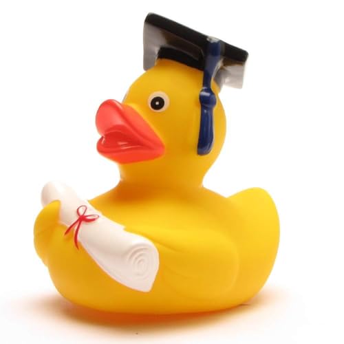 Duckshop Canard de Bain Universitaire avec diplôme | avec Chapeau de Docteur | Cadeau pour Les examens de Fin d'études universitaires | Jaune