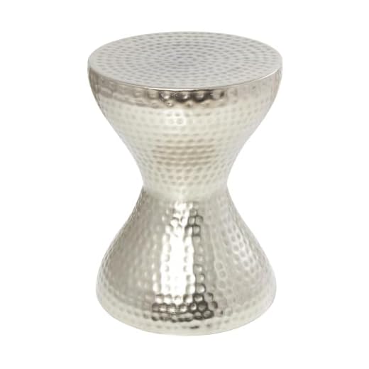 Deco 79 Metal Hammered Accent Table with Hourglass Shape, 14" x 14" x 18", Silver