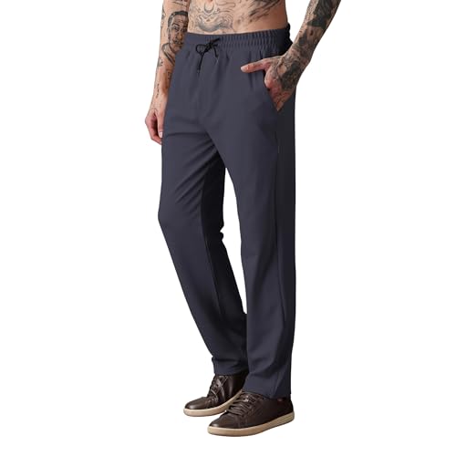 Image of SWADESI STUFF Men Mid-Rise Straight Fit Track Pants for Men | Stretchable Gym Wear Joggers | Casual Sports Track Pant with Pockets & Drawstring