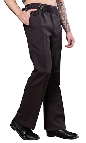Image of Gurkha Pants for Men | Trouser for Men | Formal Pant | Single Buckle | Bell Bottom Trouser High Waist Pleated Casual Trousers | Flared Bottom Leg Pants for Office Smart Casual Travel Party