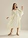 Renaissance Long Dress Bell Sleeve High Low Dress Medieval Pirate Costume Ivory L