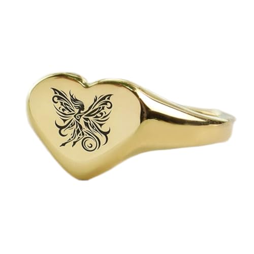Bague elfique gravée cœur argent doré chevalière vintage pour sublimer votre style