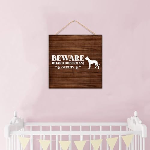 Letrero vertical de madera para guardería y jardín Beware Guard Dog 7