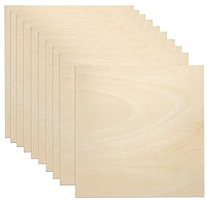 Basswood Sheets for Laser Cutting 12 x 12 inch, 3mm Laser Engraving Blanks, 1/8 Plywood Unfinished Craft Balsa Wood for DIY, Laser Cutting, Painting, Wood Carving (10 Pack)