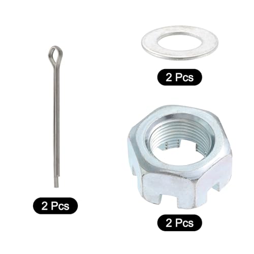QUARKZMAN 2Set Anhänger Mutter Kit Karbonstahl 1-14 Sechskant Schlossmutter und 1 Unterlegscheibe und 2.25 Keilsplint für Spindelwelle