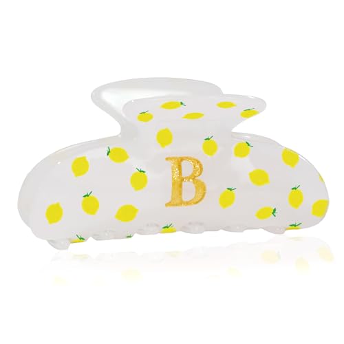 Image of Initial Lemon Hair Clips for Women - Teen Girl Gifts Trendy Stuff, Y2K Accessories Lemon Print Hair Accessories, Wedding Bridesmaid Birthday Valentines Day Gifts for Girls, Letter B