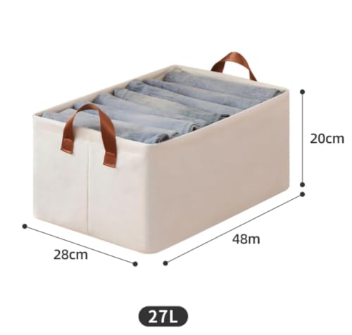 Image of HomeCloud Foldable Cloth Basket for Storage with Metal Frame and Handles, Clothes Organizer for Wardrobe, Clothing Storage Solutions, (Beige, Pack Of 2)