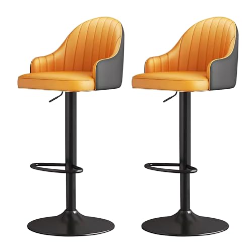 Tabouret de bar réglable et pivotant lot de 2 avec dossier et accoudoirs en similicuir PU noir