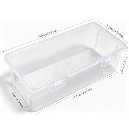 Image of Rectangular Clear Plastic Storage Containers, 8 Pack | Hinged Lid, For Beads and Small Craft Items, 7.4 x 3.74 x 2.36 inch