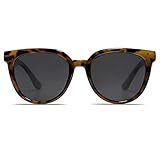 SOJOS Round Polarized Sunglasses for Women Fashion Trendy Style UV Protection Lens Sunnies Sunglasses SJ2175 with Green Tortoise Frame/Grey Lens