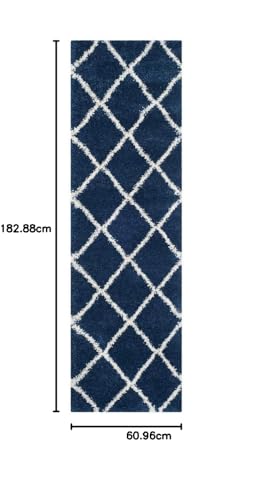 Image of Handwoven Microfibre 3D Rug for Living Room (Navy Blue, 2 X 6 Feet (Runner), Microfibre)