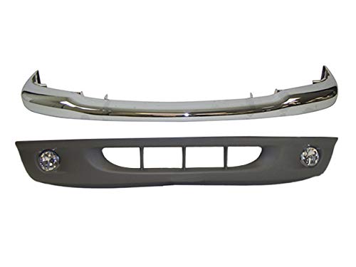 FOR 97-00 DAKOTA FRONT BUMPER CHROME FACE BAR LOWER VALANCE FOG LIGHT W/BRACKETS CH2592104 CH2593104 CH1002252 CH1000240