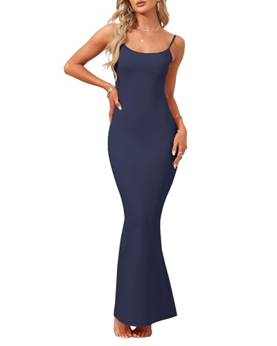Image of AUSELILY Womens Bodycon Maxi Dress Square Neck Sexy Slip Long Dress | Sleeveless slip design with a long skirt line, Going out dress for celebrations, Style with heels