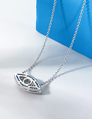 CannyCat Moissanite Evil Eye Pendant Necklace with 1.2 CTTW D color VVS Moissanite & Lab-Created Sapphire - Sterling Silver Chain 16'+2' Lucky Gift for Women4