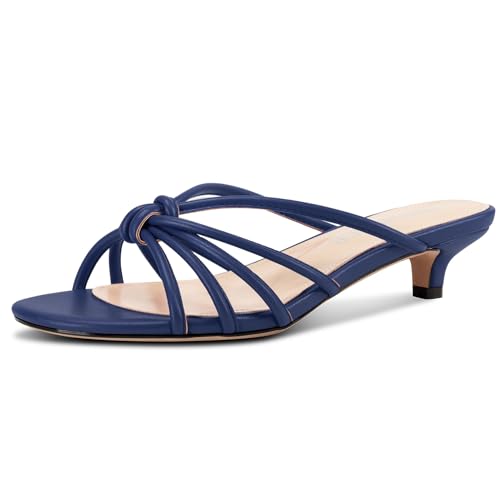 Image of TNYNFBEB Womens Sandals Mules Low Kitten Heel Open Toe Shoes Slip-on Slingback Prom Party Dress Summer 1.4 Inches Heels