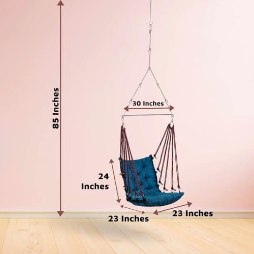 Image of Curio Centre Swing Chair for Balcony /Hammock Swing for Adults /Hanging Swing Chair - (Blue, Free Hanging Accessories)