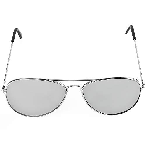 Skeleteen Silver Mirrored Aviator Sunglasses - Military Style Mirror Sun Glasses with Metal Frame and UV 400 Protection3
