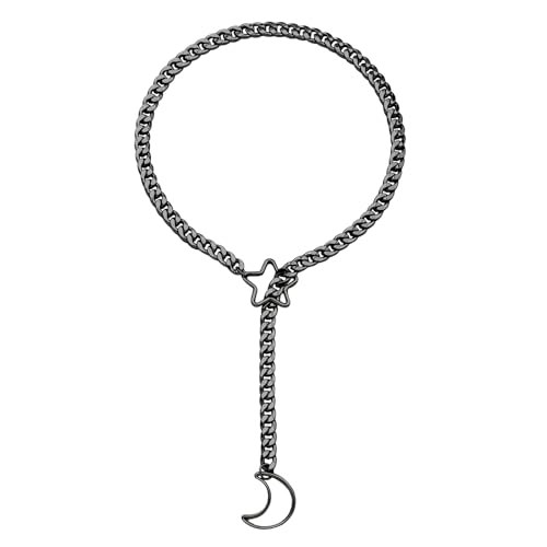 ZENGSING Slip Kette Lariat Y Choker Halskette Edelstähle Slip Chain Kette Slip Chain Halskette Schwarz/Silber/Gold O-Ring Slip Kette Punk Rock Gothic...