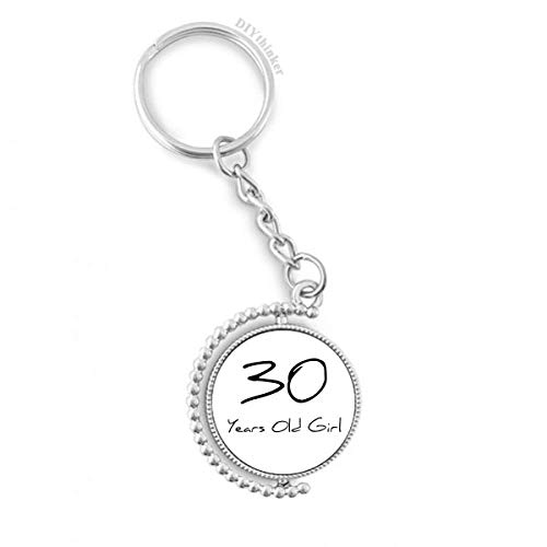 Porte-clés rotatif 30 ans fille de 1,2 x 3,5 pouces multicolore pour clés de voiture