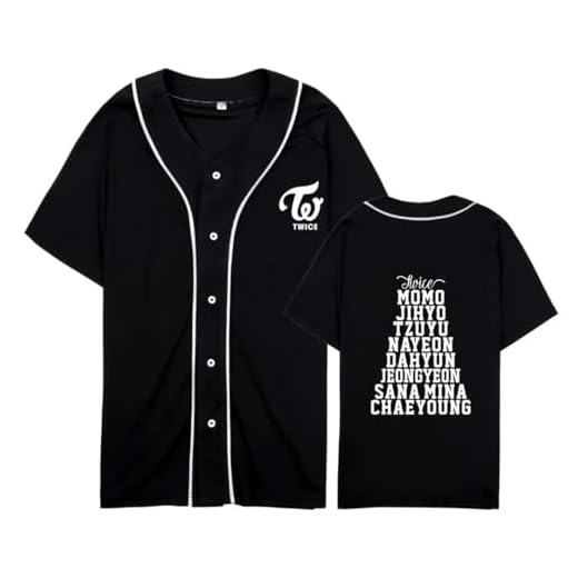 FUJUTANG Twice Baseball Jersey Tzuyu Mina Momo Sana Dahyun Chaeyoung V Neck Hip-Hop T-Shirt