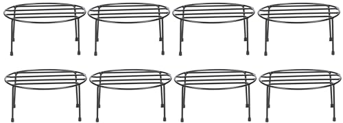 Image of Amazon Brand - Solimo Metal Flower Pot Stand (Black, Set of 8, Round) | Gamla Stand for Home | Plant Stand for Balcony | Premium Flower Pot Stand | Plant Stand for Living Room