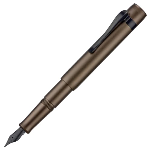 Image of Hongdian M2 Black Forest Mini Fountain Pen, Long Blade Nib & Sleek Shape Aluminium Short Pocket Travel Pen (Caramel Brown)
