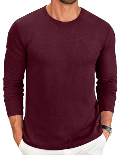 T-shirt manches longues homme col rond COOFANDY coton extensible basique noir