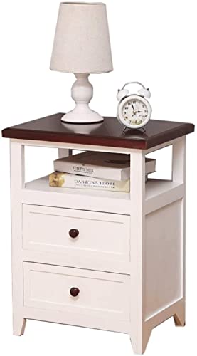 Habiba Stabiele All-match houten nachtkastje, vintage bijzettafel met laden en opbergplank voor woonkamer slaapkamer nachtkastje nachtkastje nachtkastje