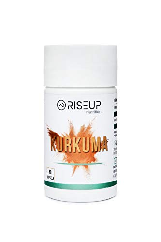 RiseUp Kurkuma Extrakt Kapseln hochdosiert mit 95% Curcuma pro Kapsel - Vegane Kurkuma Wurzel Kapseln gegen Entzündungen & Stress(60 Kapseln)
