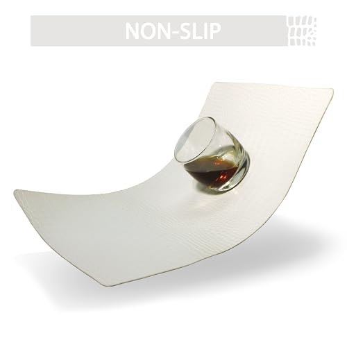Jovono Faux Leather Placemats Set of 6, Waterproof & Heat Resistant Dinner Place Mats for Dining Table, Non-Slip Crocodile Embossed, White (17.8x11.8 Inch) by Jovono - Used condition - Image 5