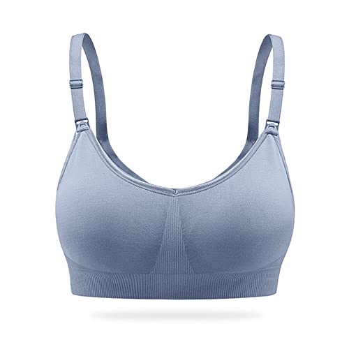 Soutien-gorge d'allaitement grande taille L coton bleu sans couture WENJUN