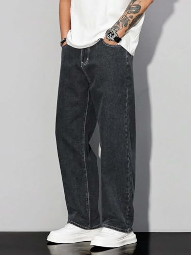 Image of KOTTY Mens Solid|Mid Rise| Coin Pocket|Button|Ankle Length|Loose Fit|5 Pocket Jeans for Mens