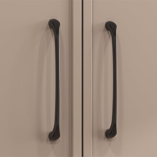 Image of LAPO 10 Inch Pull Handles for Wardrobes, Designed for Kitchen Drawer & Almirah, Balanced Grip Control, Smooth Screw Installation, Corrosion Safe Layer, Hole to Hole Size 23.4 cm (Black, Pack of 6)
