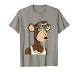 Bored Ape Yacht Club Inspired NFT Attire, Cool Shades Crypto T-Shirt, Men, Slate Grey, Medium