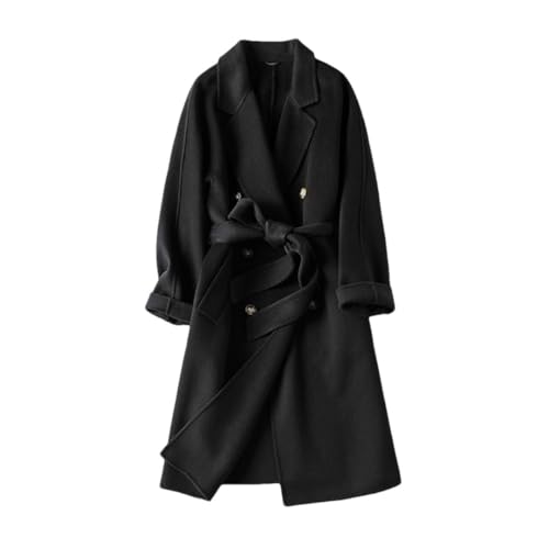 Image of Bciopll Woman Wool Blends Button Overcoats Basics Manual Double Breasted Pockets Long Coat 2023 Black S