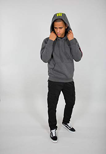 Alpha Industries Herren Back Print Hoody, Charcoal Heather, XL – Ansicht 3
