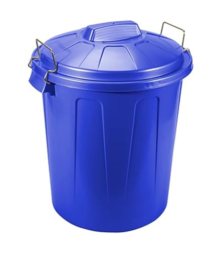 CABLEPELADO Cubo de Basura con tapa, Cubo basura Industrial, Cubo basura Plástico con asas metálicas, Contenedor residuos, 40 cm alto x 33 cm Diámetro superior, Capacidad 21 Litros, Azul